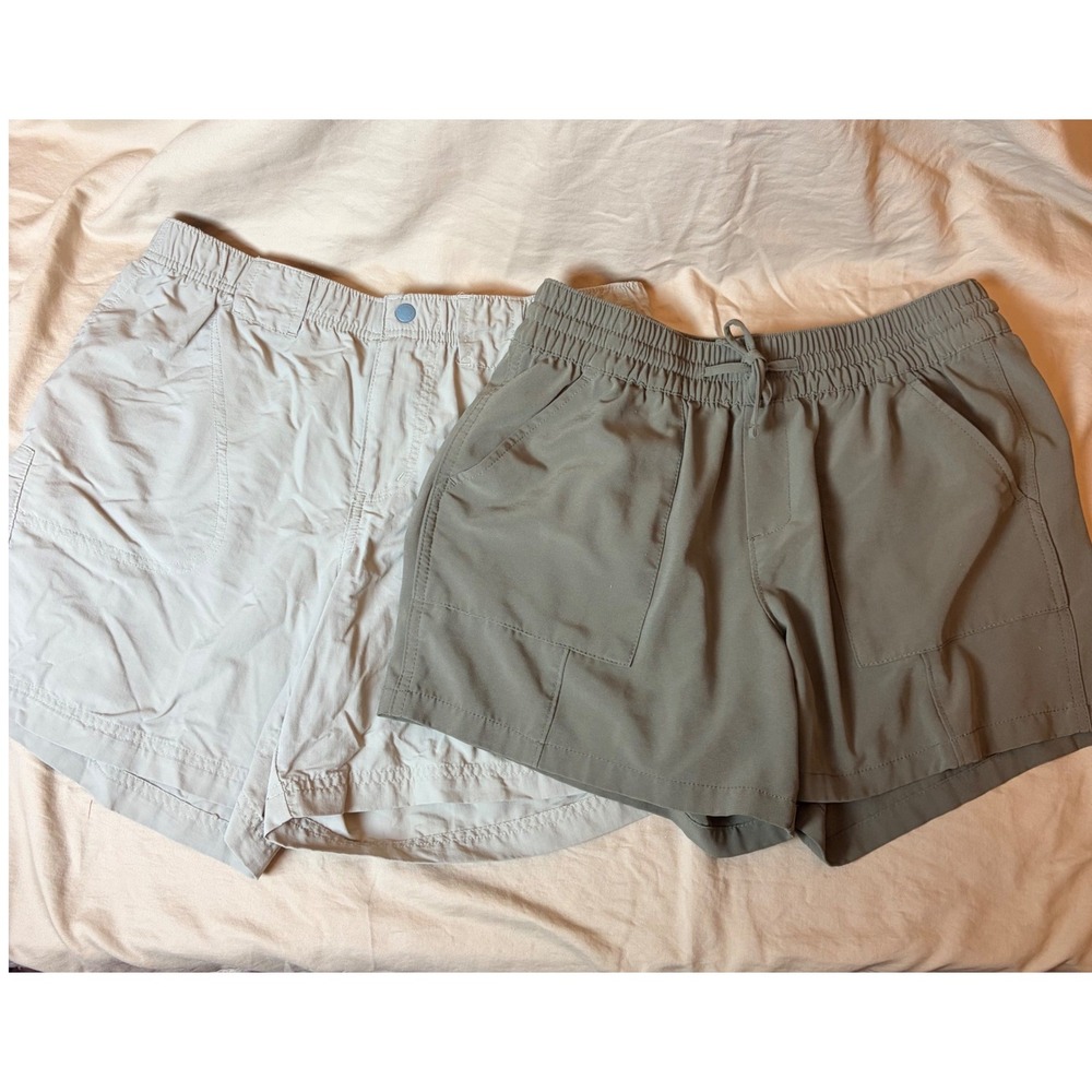 Womens Hiking Shorts Bundle Size M Columbia & BCG Tan Olive Green Cargo Outdoor